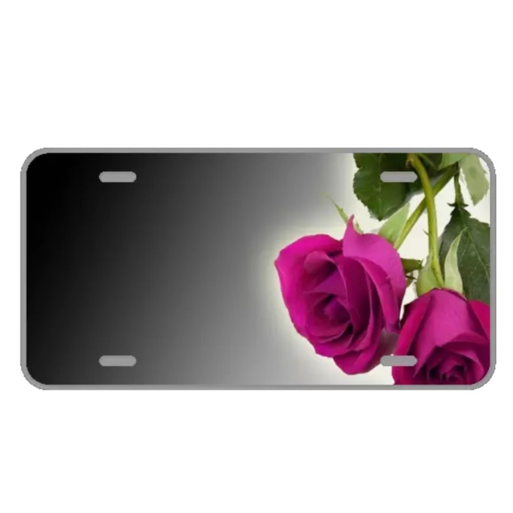 Custom license plate with pink roses add names